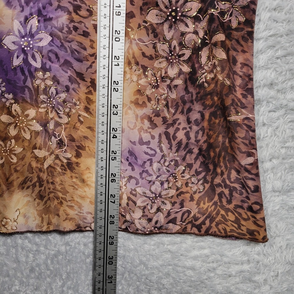 Brittany Black Shirt Womens XL Purple Gold Floral Tie Dyed 3/4 Angel Sleeve - Picture 5 of 7